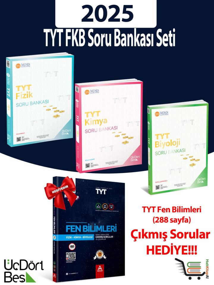 345 TYT FKB 2025 Model Soru Bankası Seti Hediyeli! (Fizik-Kimya-Biyoloji)