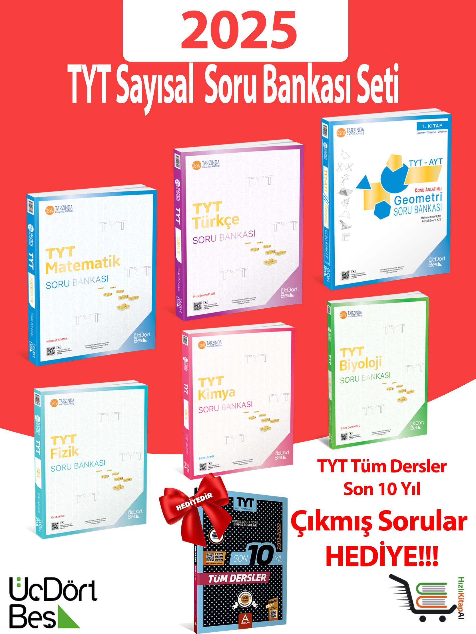 345 TYT Sayısal 2025 Model Soru Bankası Seti Çıkmış Sorular Hediyeli! (Toplam 7 Eser)