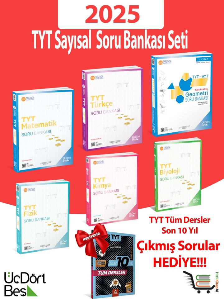 345 TYT Sayısal 2025 Model Soru Bankası Seti Çıkmış Sorular Hediyeli! (Toplam 7 Eser)
