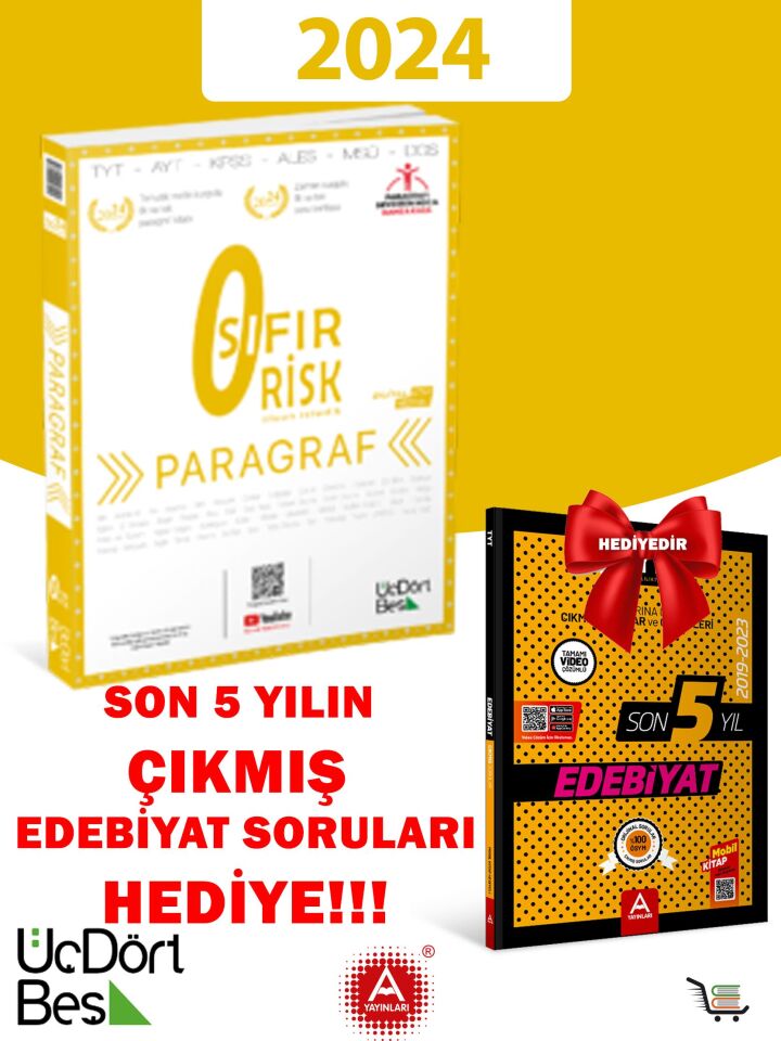 345 Paragraf Sıfır Risk Güncel Model + Son 5 Yıl AYT Edebiyat Çıkmış Sorular Hediyeli