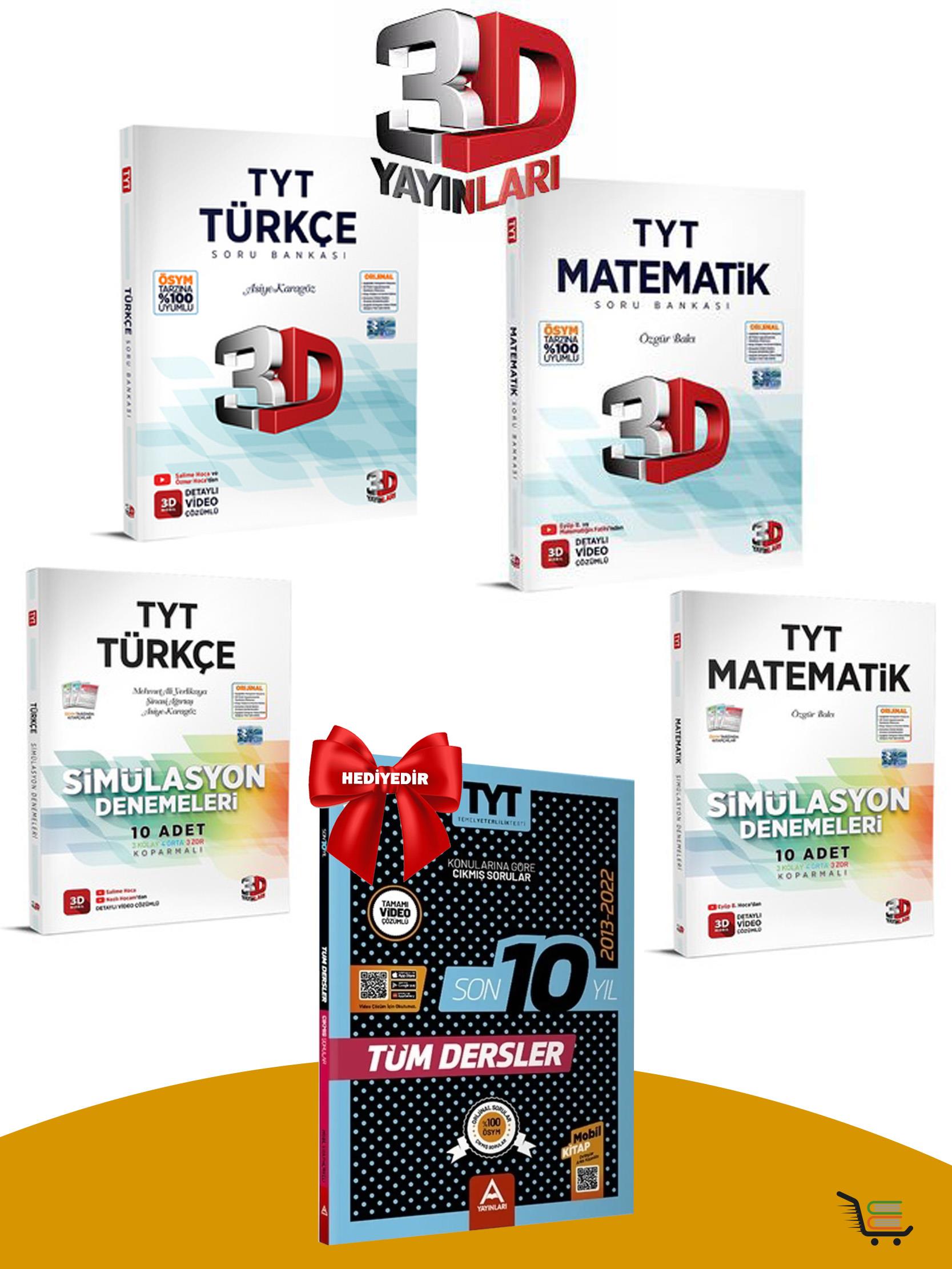 3D Yayınları TYT Türkçe-Matematik Soru Bankası-Deneme Seti + Çıkmış Sorular Hediyeli!