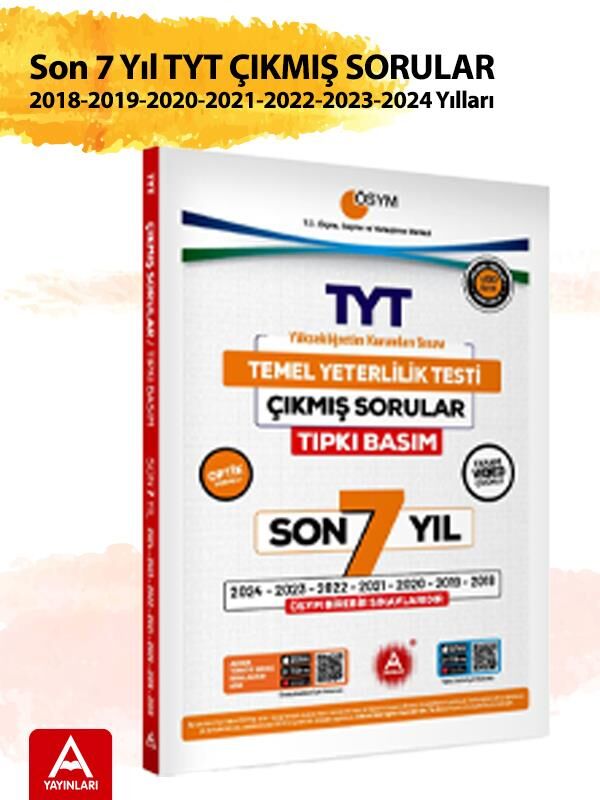 Son 7 yıl TYT Çıkmış Sorular-Tıpkı Basım-Bire Bir ÖSYM-Tamamı Video Çözümlü