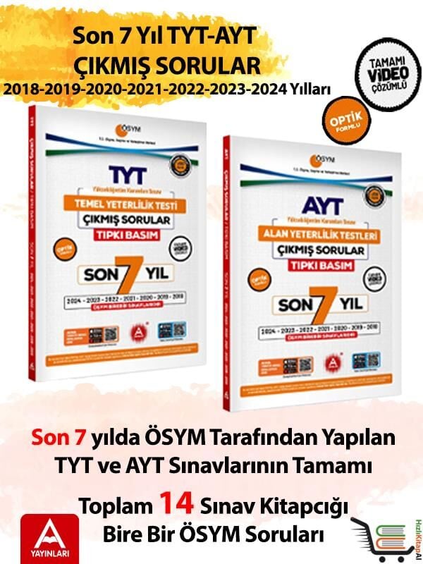 Son 7 yıl AYT ve TYT Çıkmış Sorular-2024-2023-2022-2021-2020-2019-2018 Yılları
