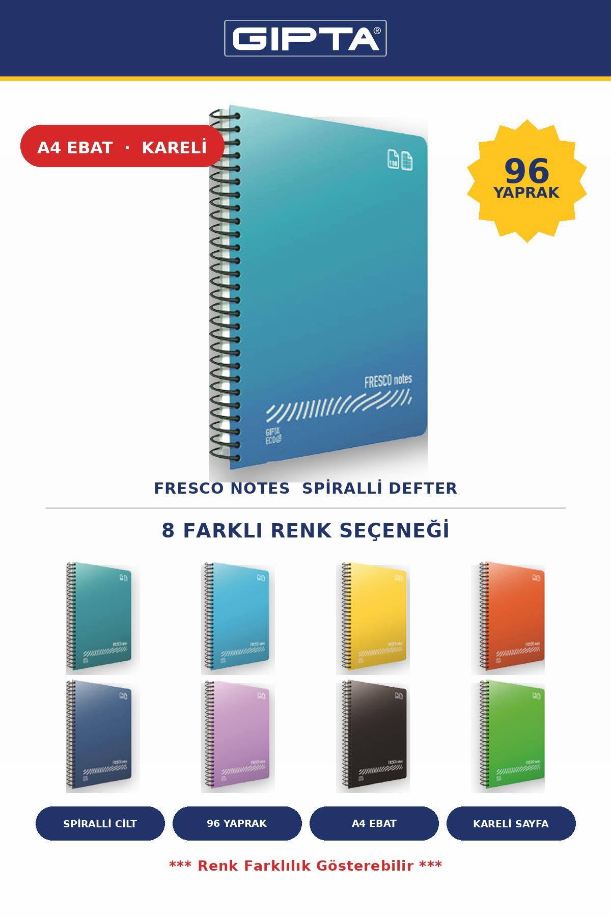 Gıpta Fresco Kareli 96 Yaprak Defter