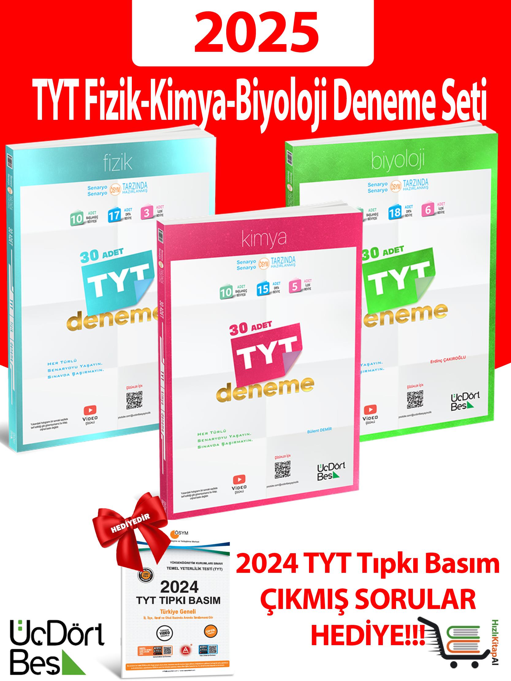 2025 Model TYT Fizik-Kimya-Biyoloji Deneme Seti Çıkmış Sorular Hediyeli