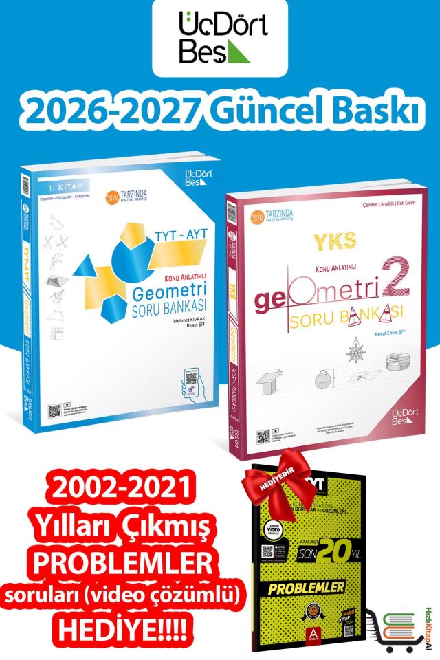 Geometri Soru Bankası Seti 1. ve 2. Kitap + Çıkmış Sorular Hediyeli!