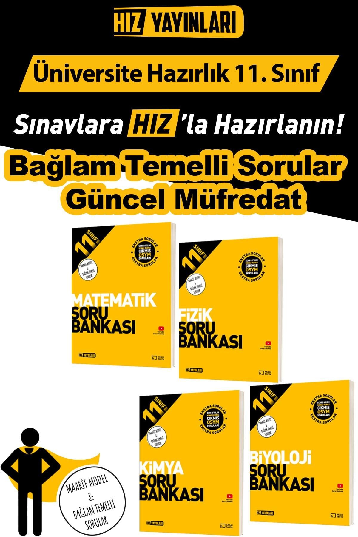 Hız Yayınları 11. Sınıf Matematik Fizik Kimya Biyoloji Soru Bankası Seti