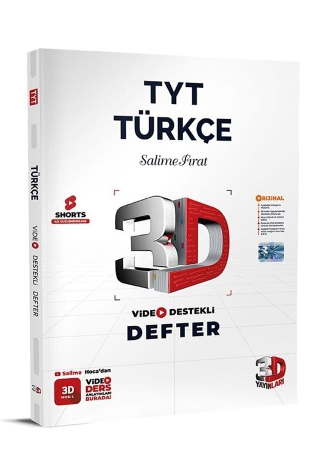 3D Yayınları TYT Türkçe Defter Video Destekli