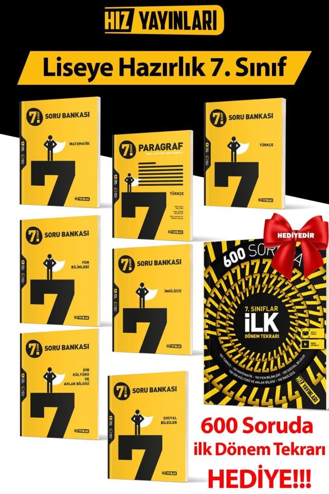 7. Sınıf Tüm Dersler Soru Bankası Seti HEDİYELİ 8 Kitap