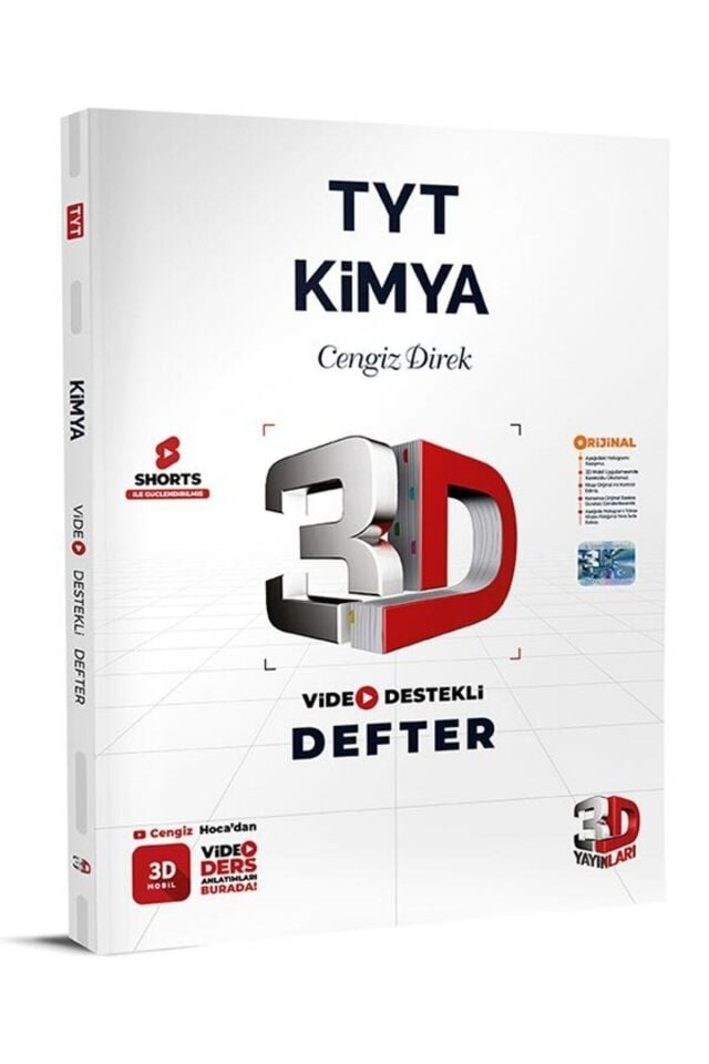 3D Yayınları TYT Kimya Defter Video Destekli