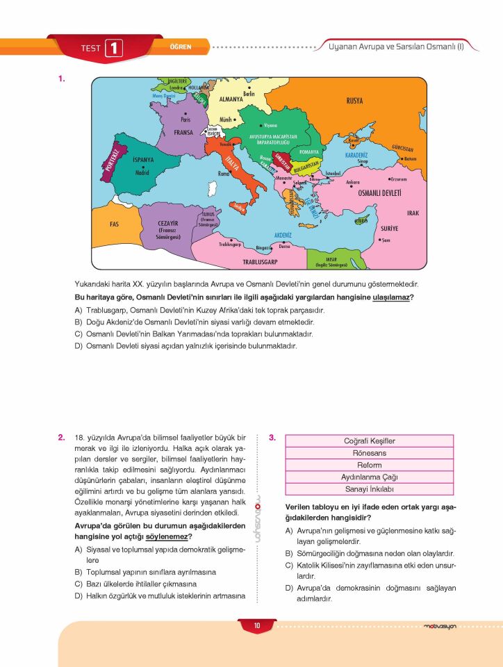 Motivasyon 8. Sınıf TC İnkilap tarihi ve Atatürkçülük Soru Bankası