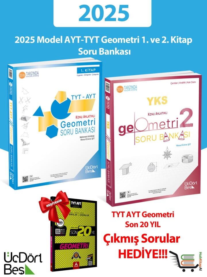 345 TYT-AYT Geometri 1. ve 2. Kitap Soru Bankası Çıkmış Sorular Hediyeli!