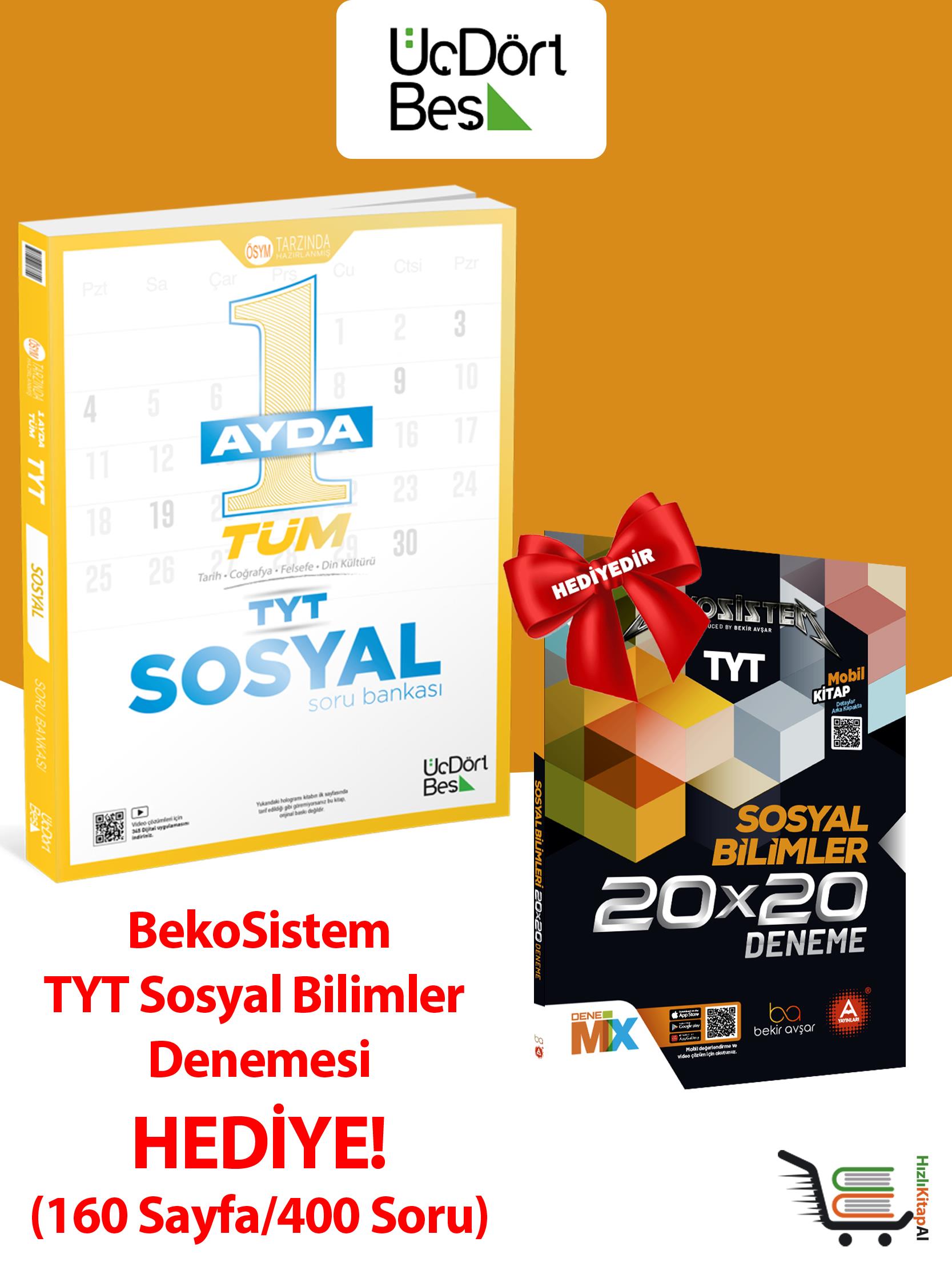 TYT 1 Ayda Tüm Sosyal Soru Bankası BekoSistem 20x20 Sosyal Bilimler denemesi HEDİYELİ