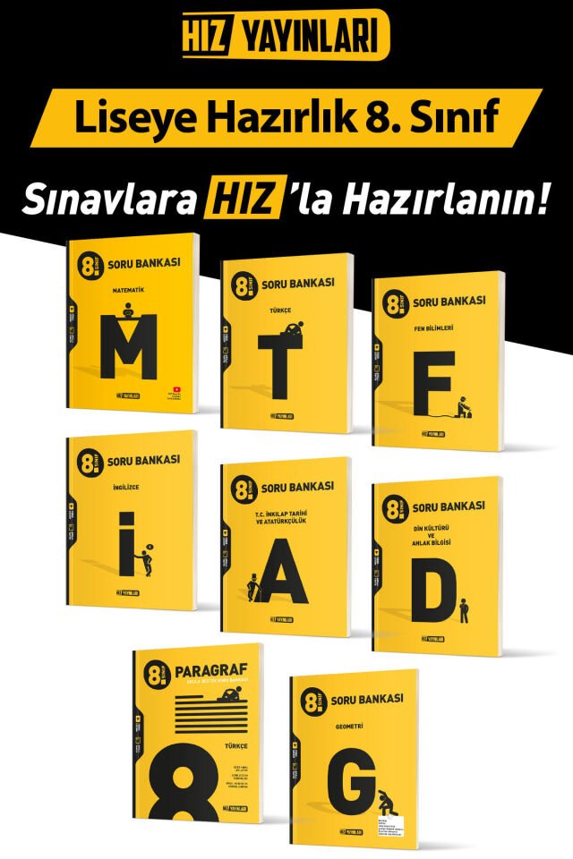 8.Sınıf Tüm Dersler Soru Bankası Seti 8 Kaynak 2025 Güncel Baskı