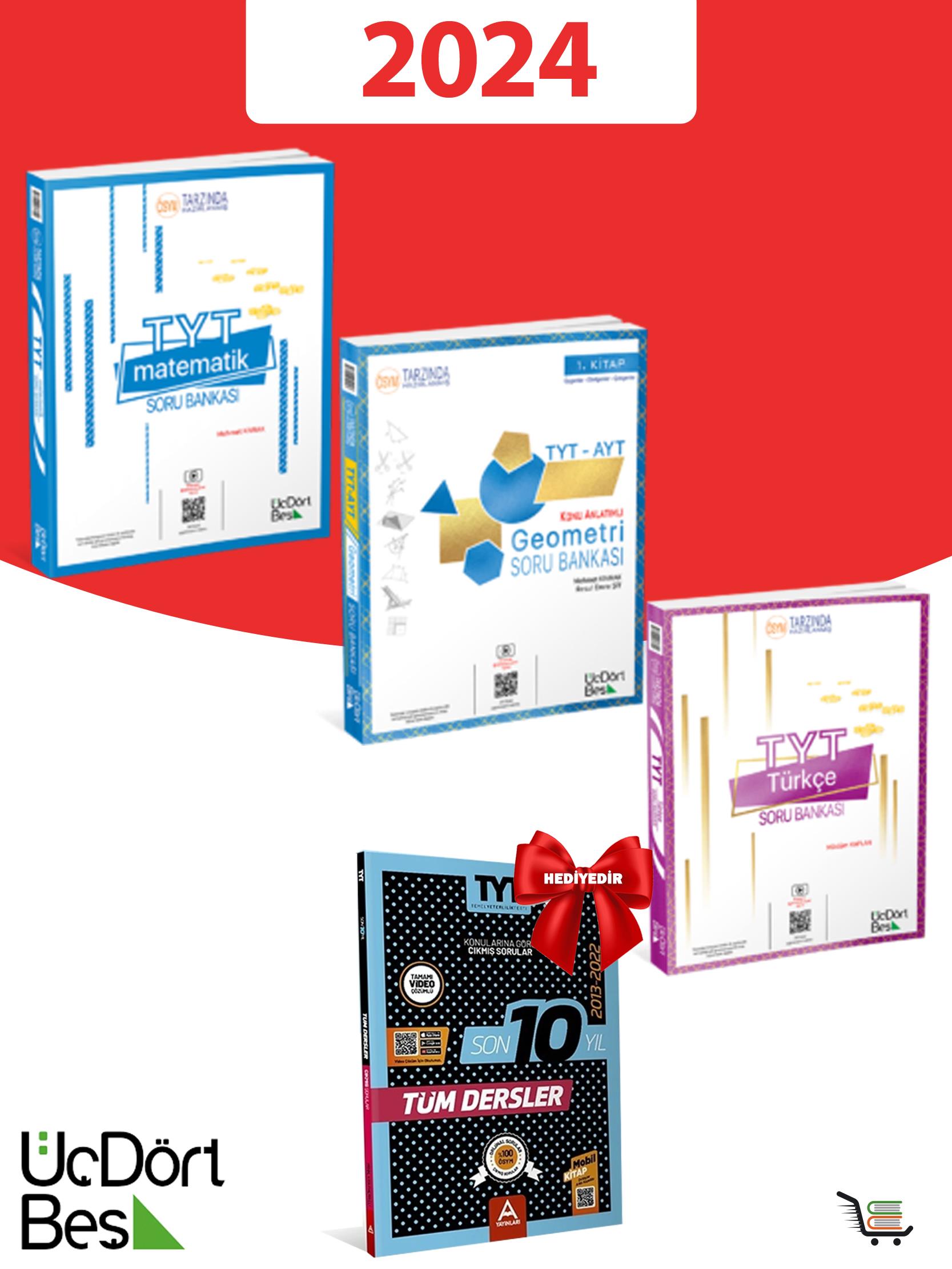 345 Yayınları 2024 Model Matematik-Türkçe-Geometri Soru Bankası Seti Çıkmış Sorular Hediyeli!