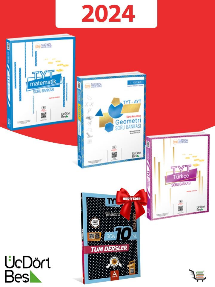 345 Yayınları 2024 Model Matematik-Türkçe-Geometri Soru Bankası Seti Çıkmış Sorular Hediyeli!