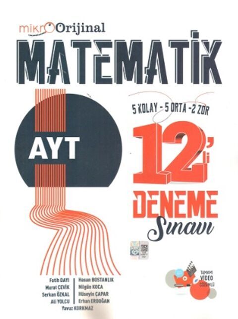 Orijinal Yayınları Mikro Orijinal AYT Matematik Deneme 12'li