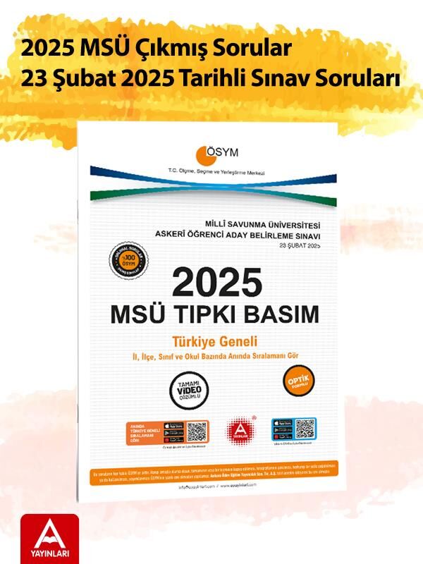 2025 MSÜ Çıkmış Sorular-Tıpkı Basım-Bire Bir ÖSYM-23 Şubat 2025 Tarihli Sınav