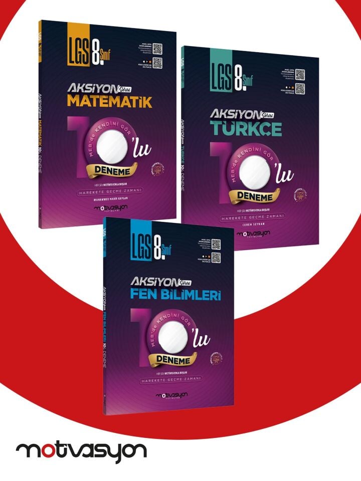 LGS 8. Sınıf Aksiyon 10'lu Genel Deneme Serisi Matematik-Türkçe-Fen Bilimleri