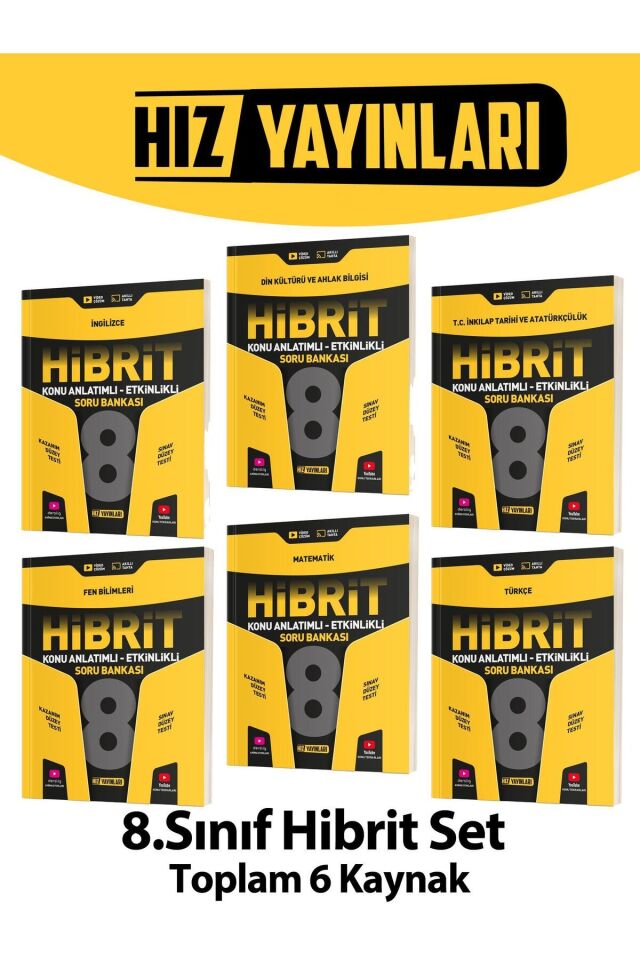 8. Sınıf Hibrit Tüm Dersler Soru Bankası Seti - Türkçe-Matematik-Fen-Din-İngilizce-İnkılap