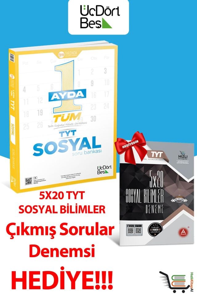 1 Ayda TYT Tüm Sosyal Soru Bankası Çıkmış Sorular Hediyeli!