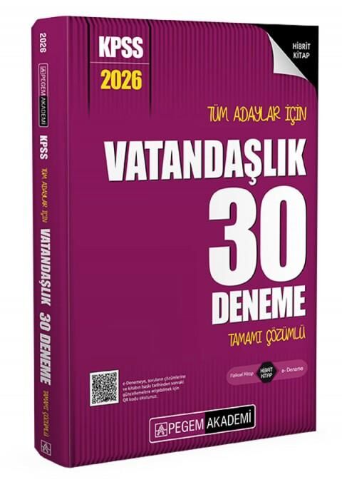 Pegem 2026 Vatandaşlık 30 Deneme Tamamı Çözümlü