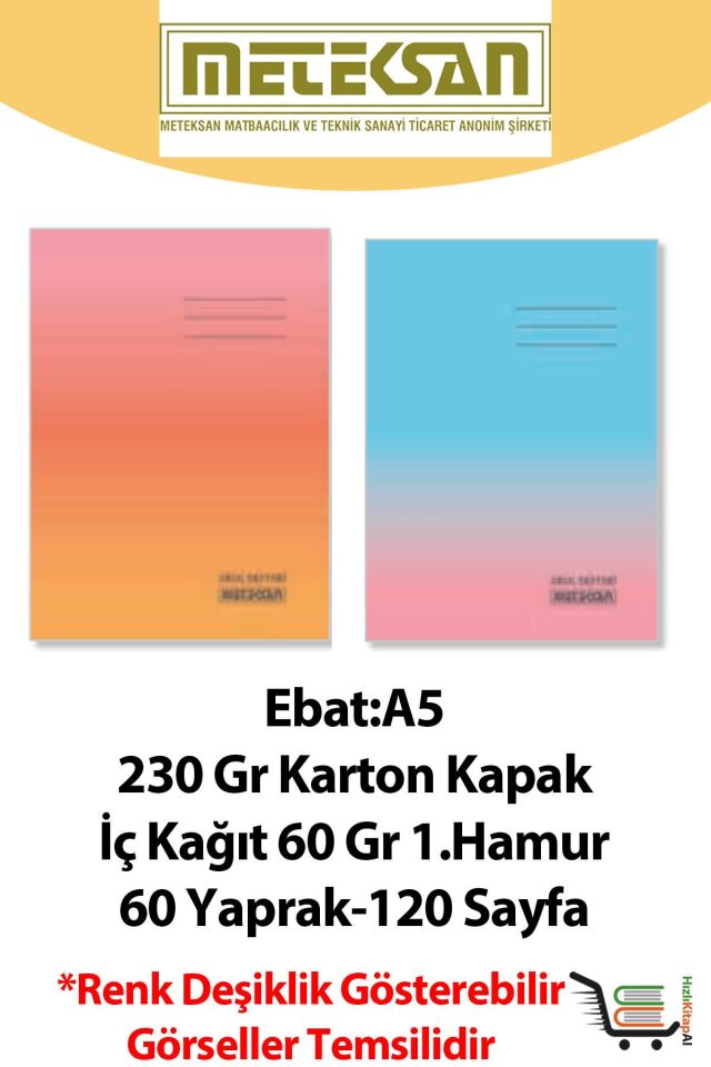 Meteksan Okul A5 60 Yaprak DÜZ Karton Kapak