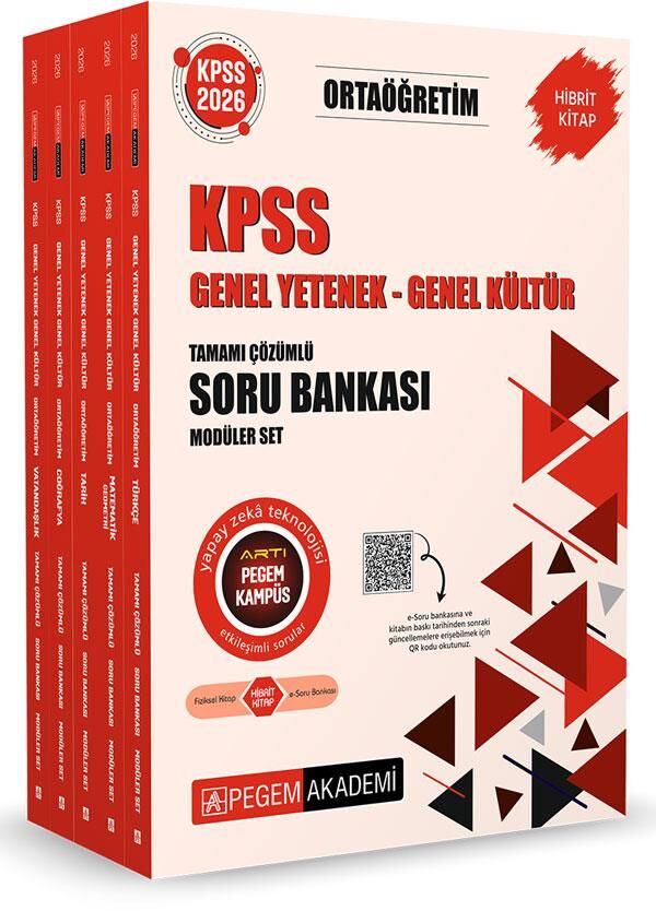 Pegem Ortaöğretim Soru Bankası Modüler Set Genel Yetenek Genel Kültür Tamamı Çözümlü (5 Kitap)
