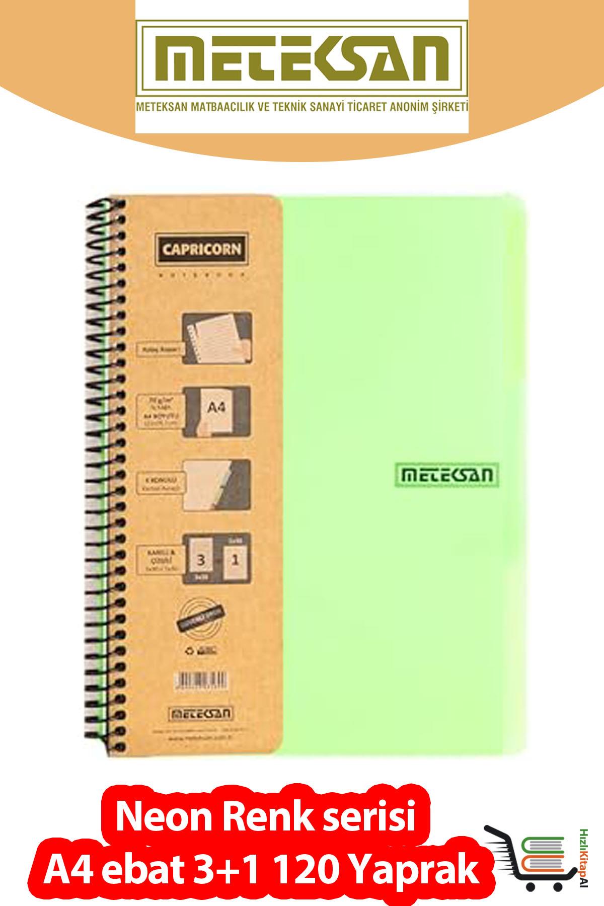 Meteksan Capricorn Neon A4 3+1 120 Yaprak PP Kapak