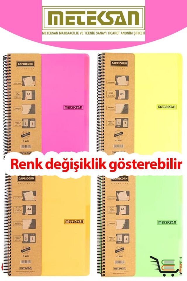 Meteksan Capricorn Neon A4 3+1 120 Yaprak PP Kapak