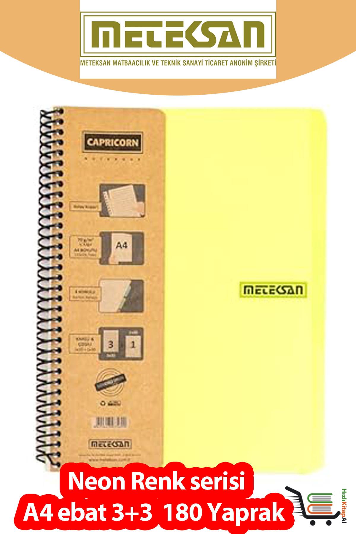 Meteksan Capricorn Neon A4 3+3 180 Yaprak PP Kapak